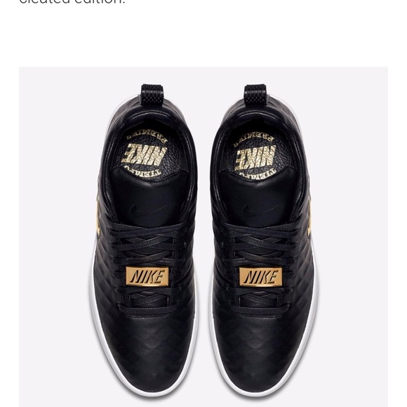 NIKE TIEMPO PREMIER 17 Black White Gold SWOOSH & EMBLEM Sneakers Men’s Size 9.5 - Picture 8 of 12